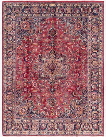 9' 8 x 13' Hand Knotted Mashad Persian Wool Rug