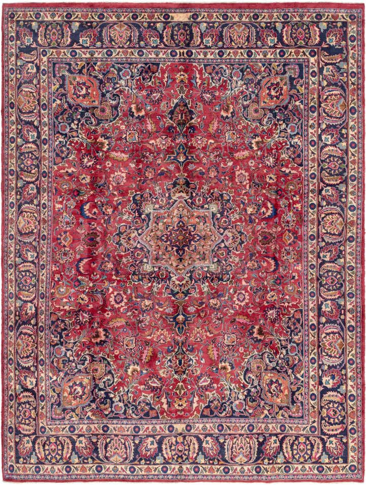 9' 8 x 13' Hand Knotted Mashad Persian Wool Rug