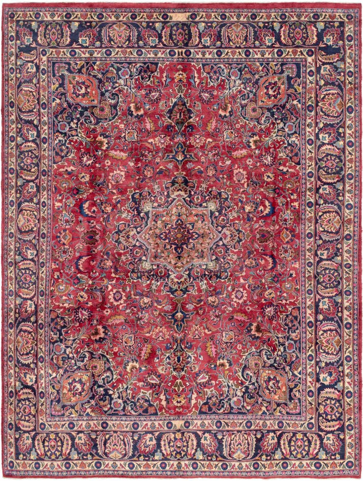 Detail image of 9' 8 x 13' Hand Knotted Mashad Persian Wool Rug