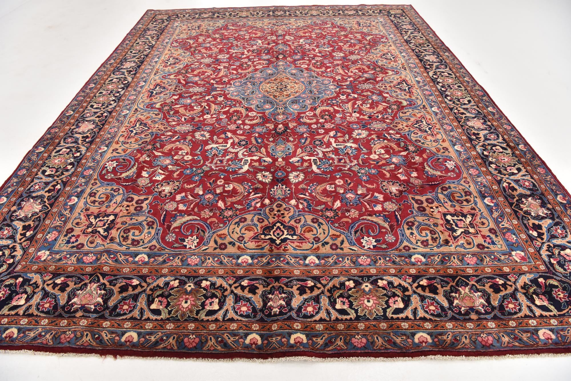 9' 7 x 13' Hand Knotted Mashad Persian Wool Rug