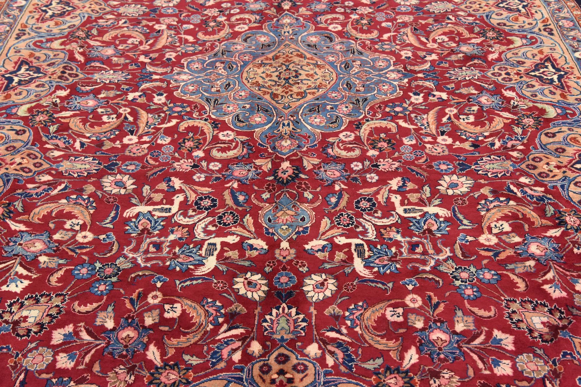9' 7 x 13' Hand Knotted Mashad Persian Wool Rug