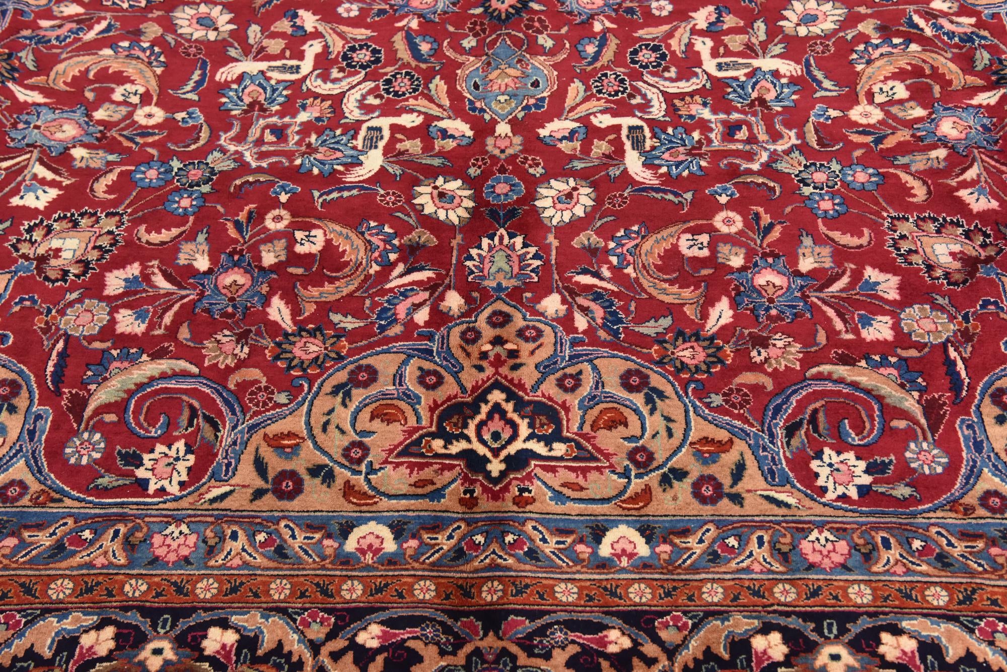 9' 7 x 13' Hand Knotted Mashad Persian Wool Rug