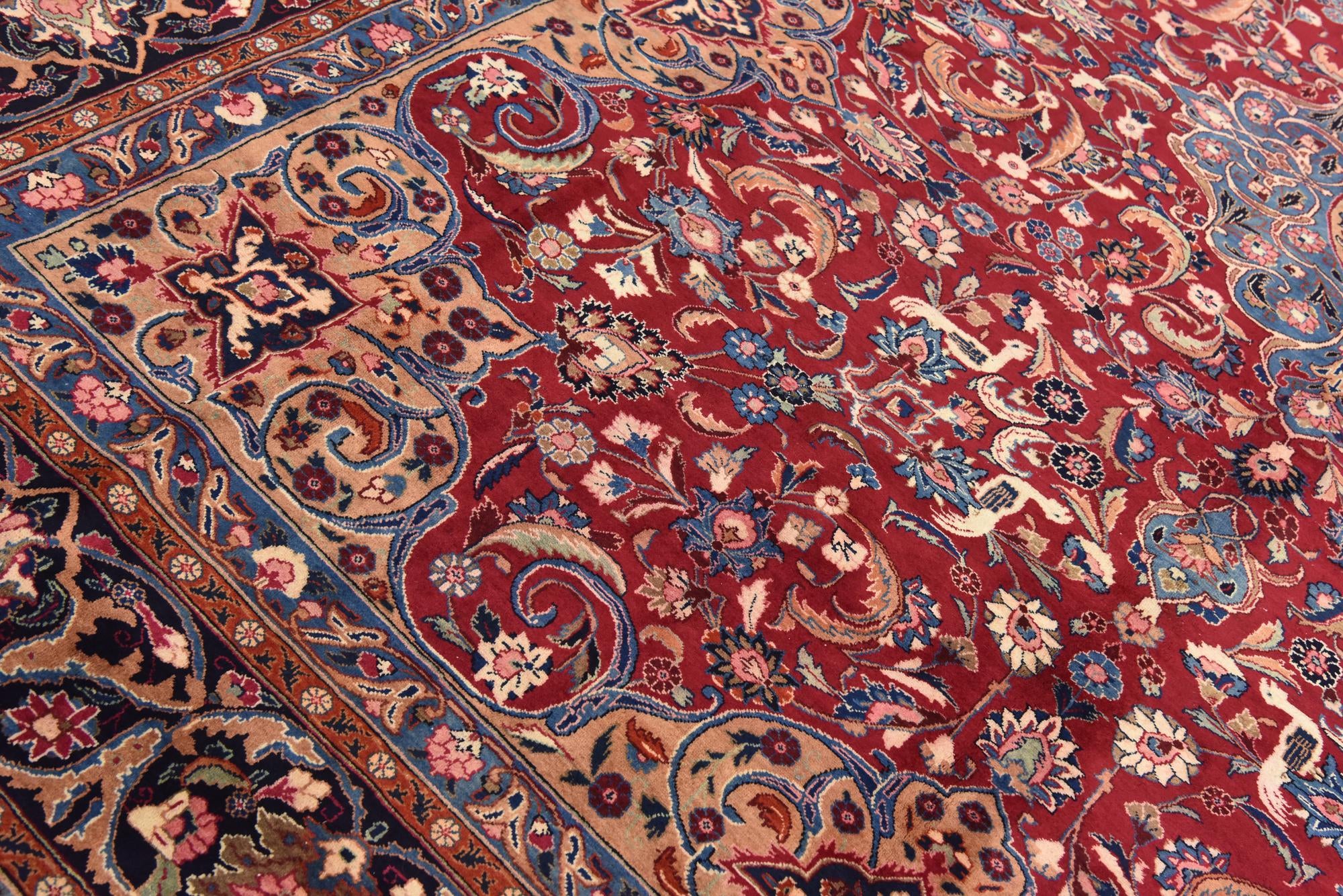 9' 7 x 13' Hand Knotted Mashad Persian Wool Rug