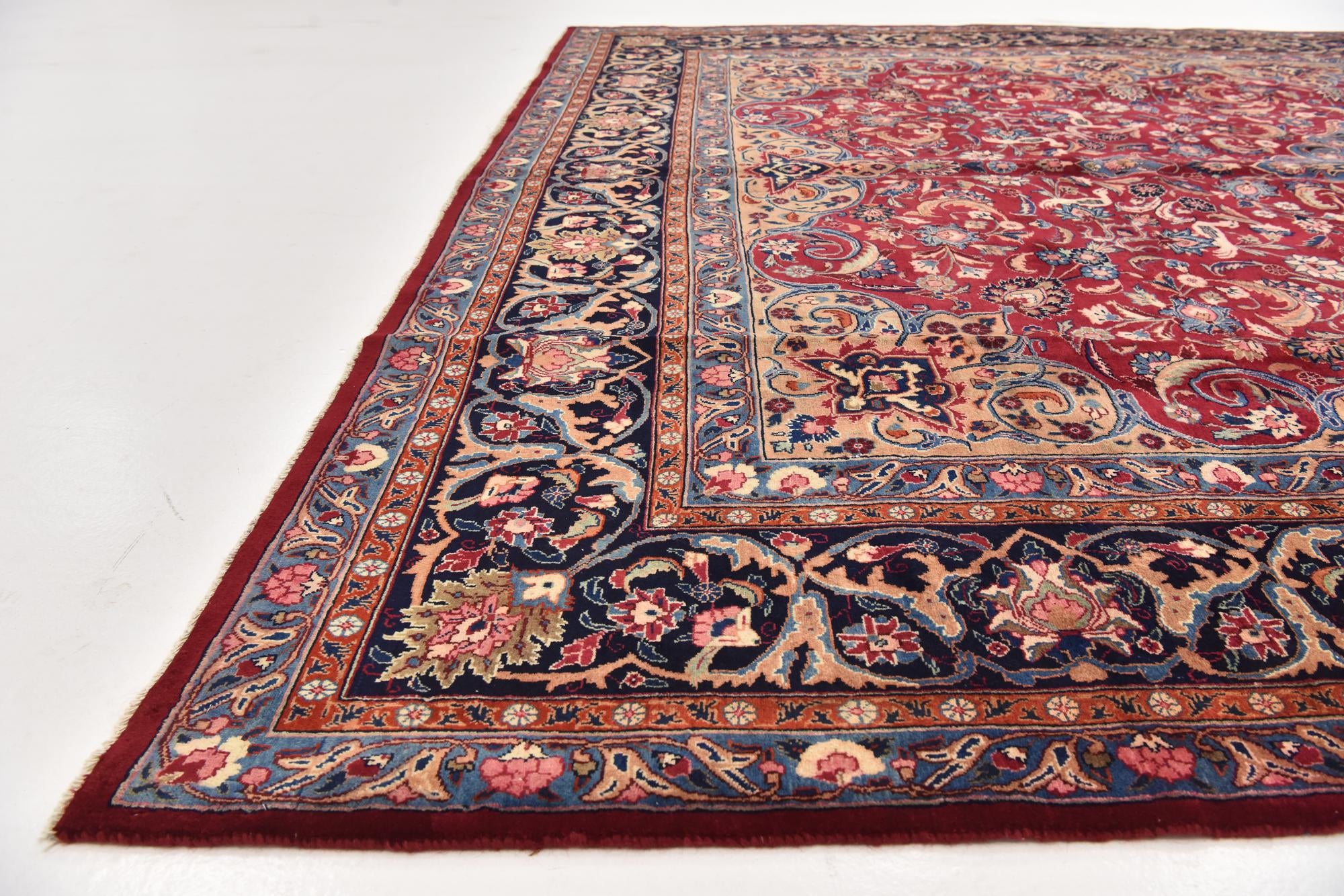 9' 7 x 13' Hand Knotted Mashad Persian Wool Rug