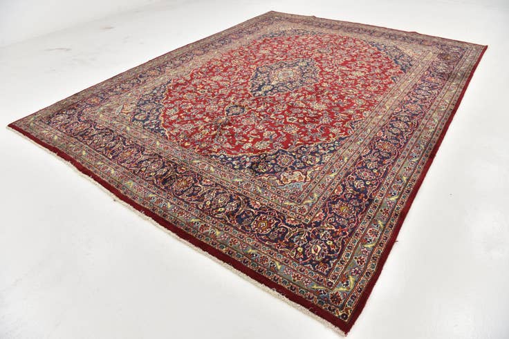 Detail image of 9' 7 x 13' Hand Knotted Mashad Persian Wool Rug