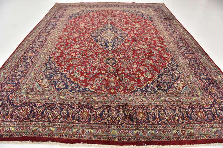 9' 7 x 13' Hand Knotted Mashad Persian Wool Rug