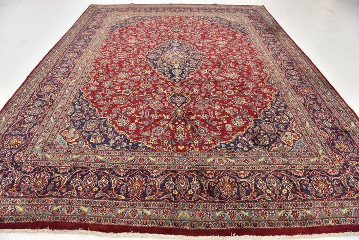 Detail image of 9' 7 x 13' Hand Knotted Mashad Persian Wool Rug
