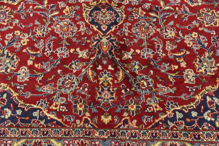 Detail image of 9' 7 x 13' Hand Knotted Mashad Persian Wool Rug