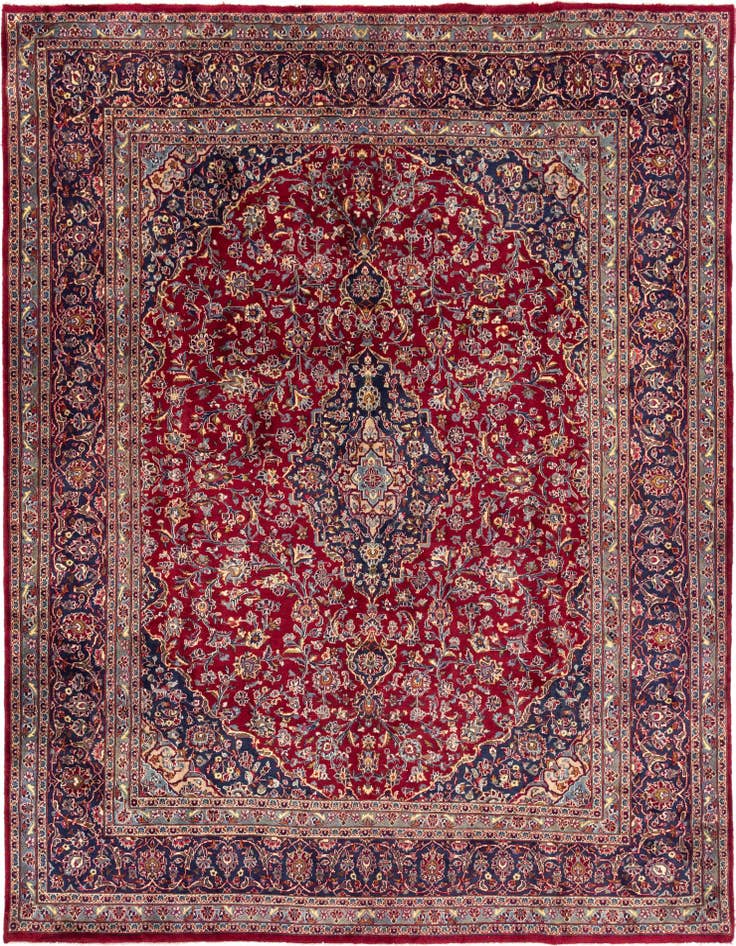 Detail image of 9' 7 x 13' Hand Knotted Mashad Persian Wool Rug