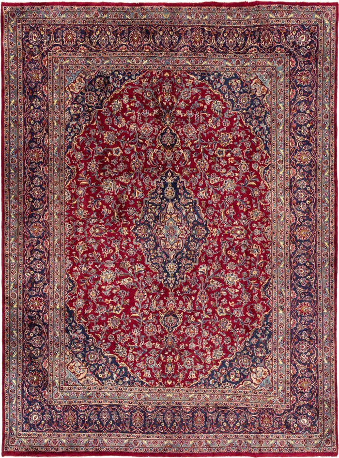 Detail image of 9' 7 x 13' Hand Knotted Mashad Persian Wool Rug