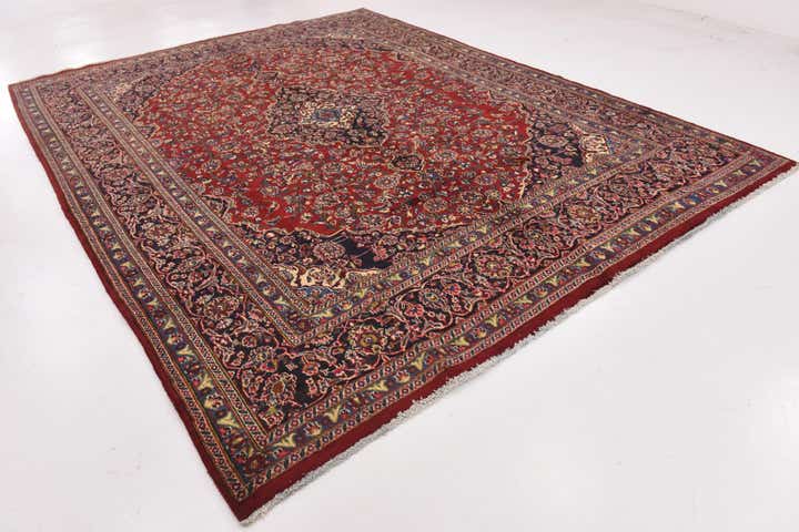 9' 8 x 12' 9 Hand Knotted Mashad Persian Wool Rug