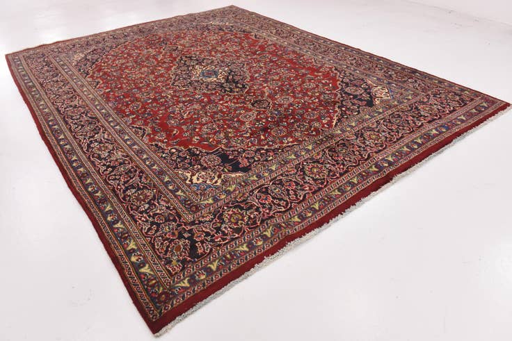 Detail image of 9' 8 x 12' 9 Hand Knotted Mashad Persian Wool Rug