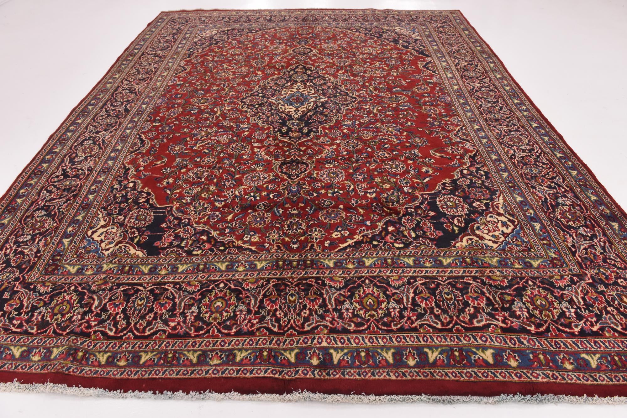 9' 8 x 12' 9 Hand Knotted Mashad Persian Wool Rug