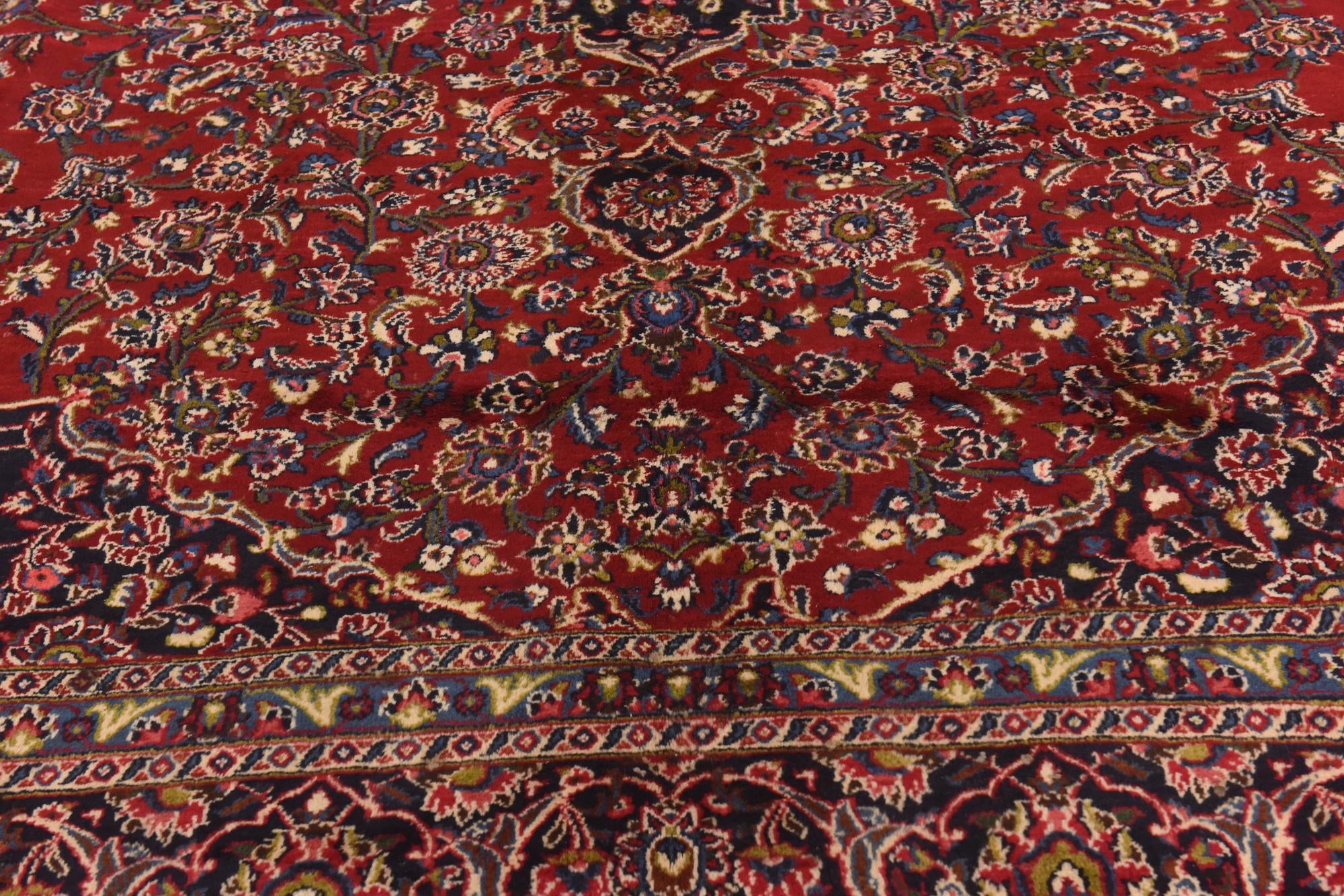 9' 8 x 12' 9 Hand Knotted Mashad Persian Wool Rug