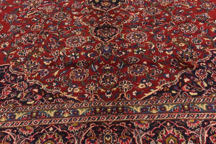Detail image of 9' 8 x 12' 9 Hand Knotted Mashad Persian Wool Rug