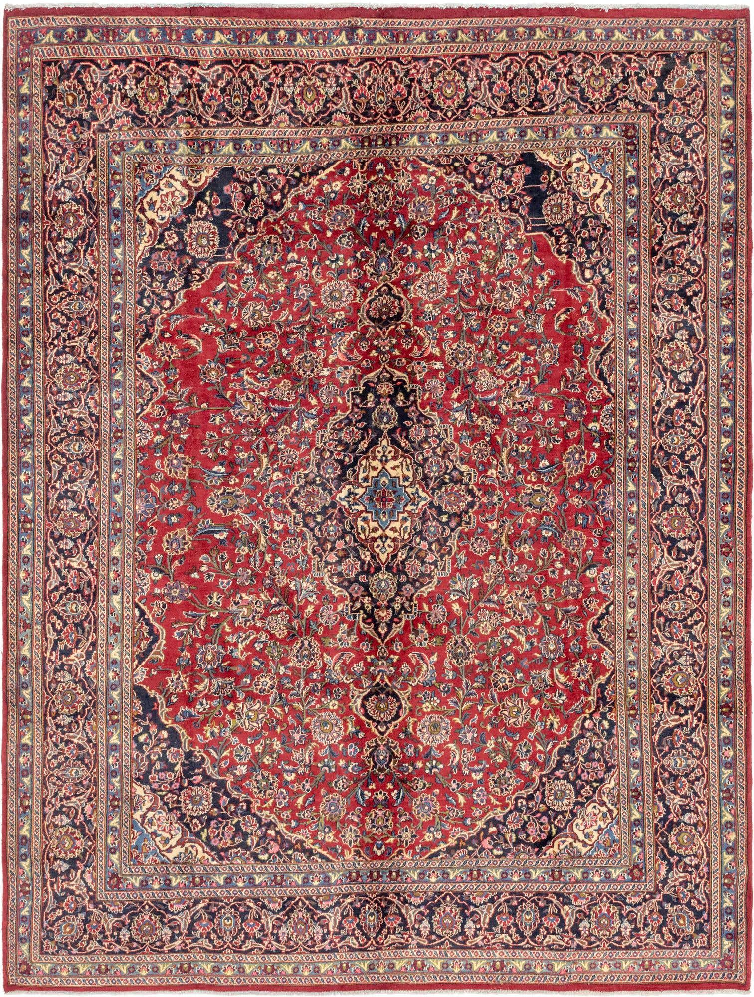 9' 8 x 12' 9 Hand Knotted Mashad Persian Wool Rug
