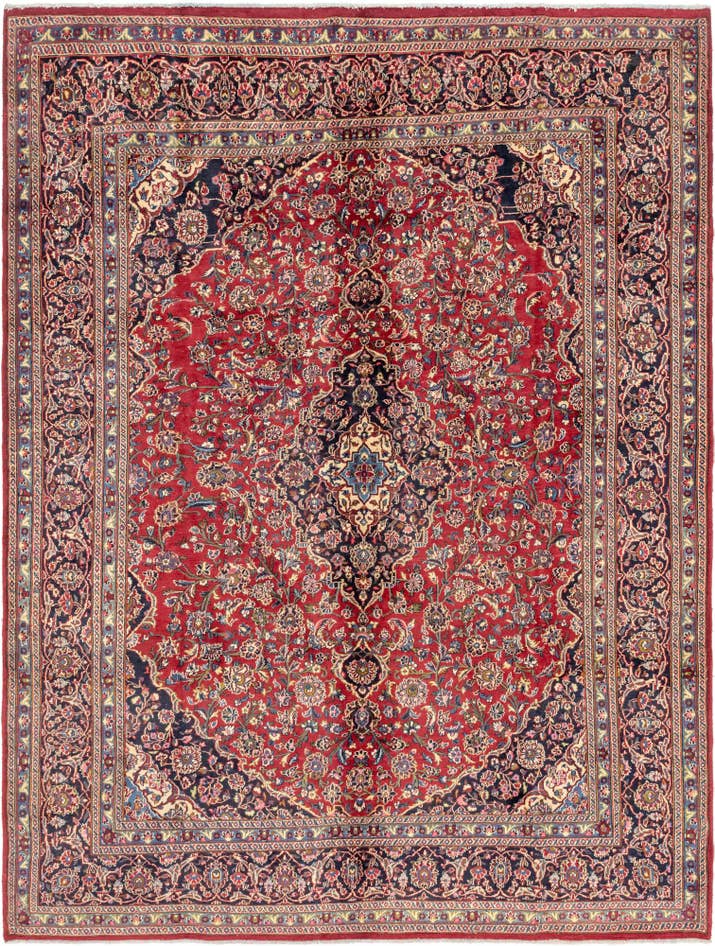 Detail image of 9' 8 x 12' 9 Hand Knotted Mashad Persian Wool Rug