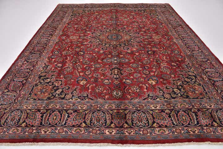 9' 8 x 12' 8 Hand Knotted Mashad Persian Wool Rug