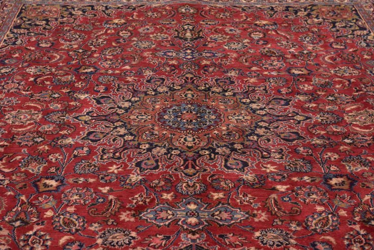 Detail image of 9' 8 x 12' 8 Hand Knotted Mashad Persian Wool Rug