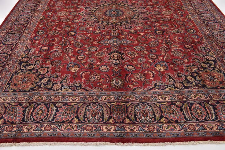Detail image of 9' 8 x 12' 8 Hand Knotted Mashad Persian Wool Rug