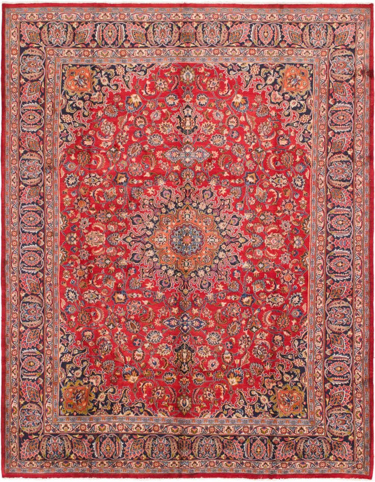 Detail image of 9' 8 x 12' 8 Hand Knotted Mashad Persian Wool Rug