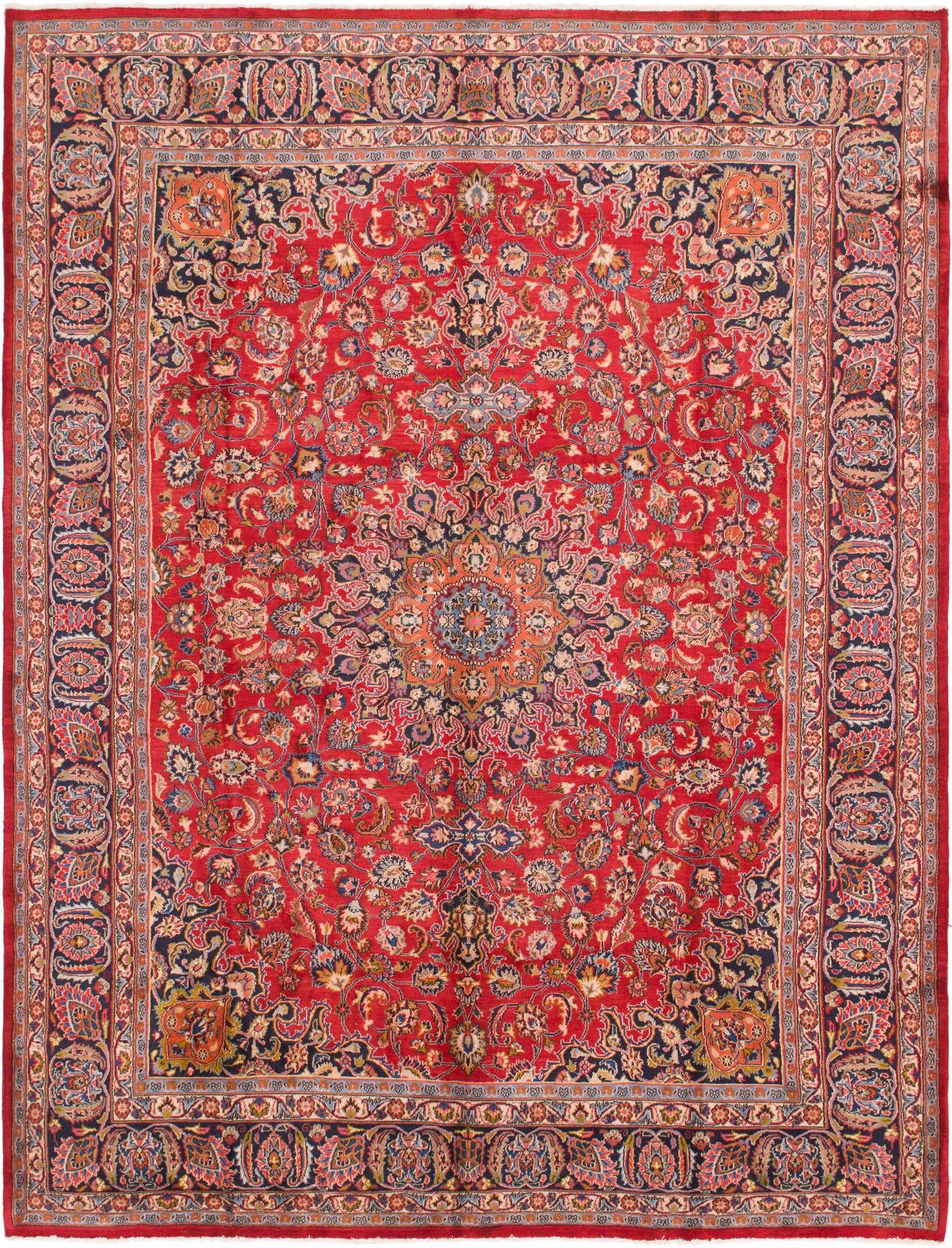 9' 8 x 12' 8 Hand Knotted Mashad Persian Wool Rug