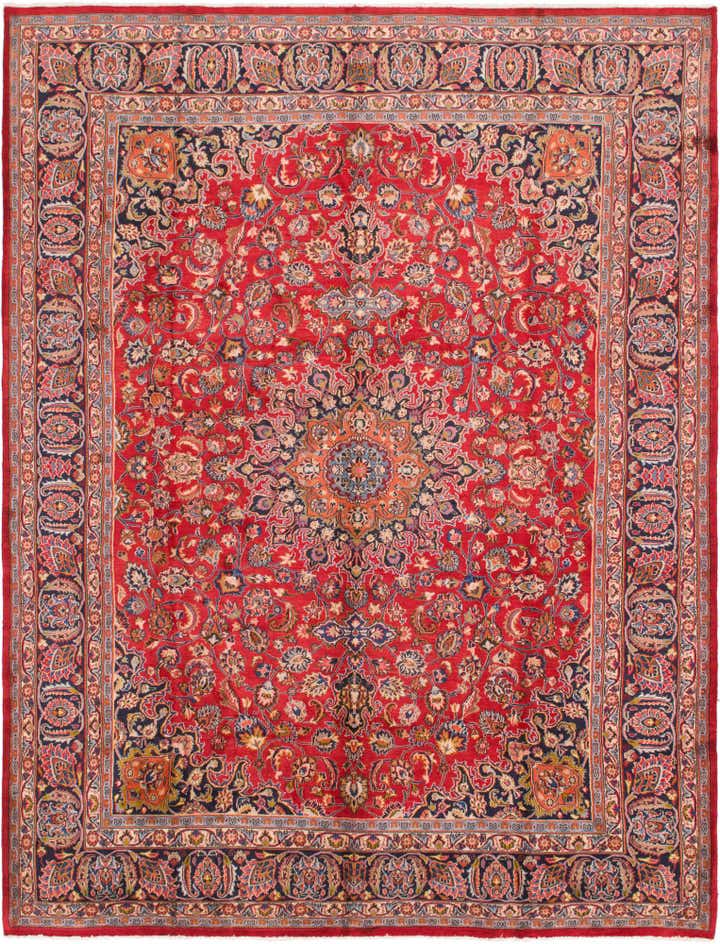 9' 8 x 12' 8 Hand Knotted Mashad Persian Wool Rug