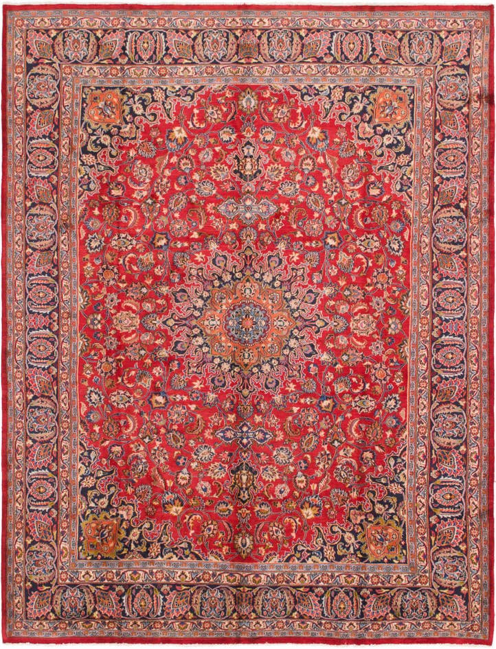 Detail image of 9' 8 x 12' 8 Hand Knotted Mashad Persian Wool Rug