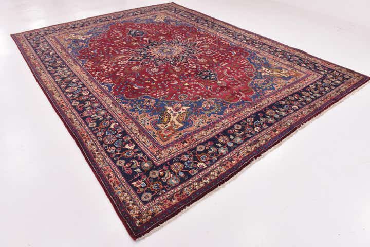 9' 9 x 13' 9 Hand Knotted Mashad Persian Wool Rug
