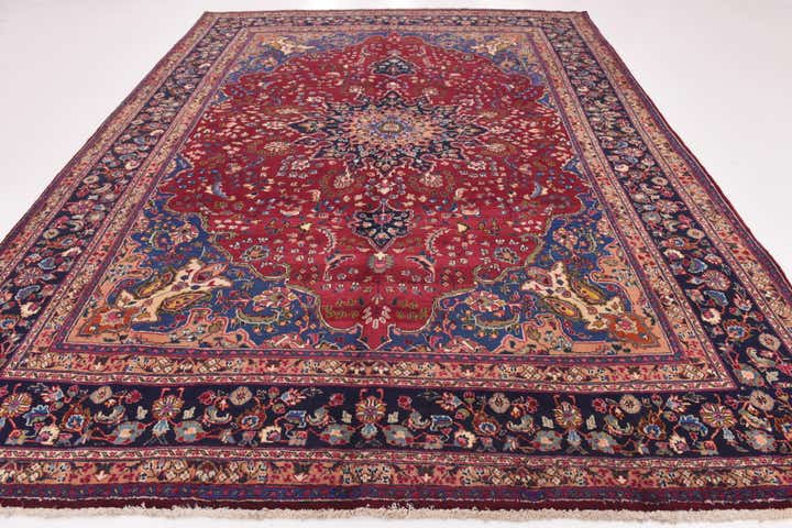 9' 9 x 13' 9 Hand Knotted Mashad Persian Wool Rug