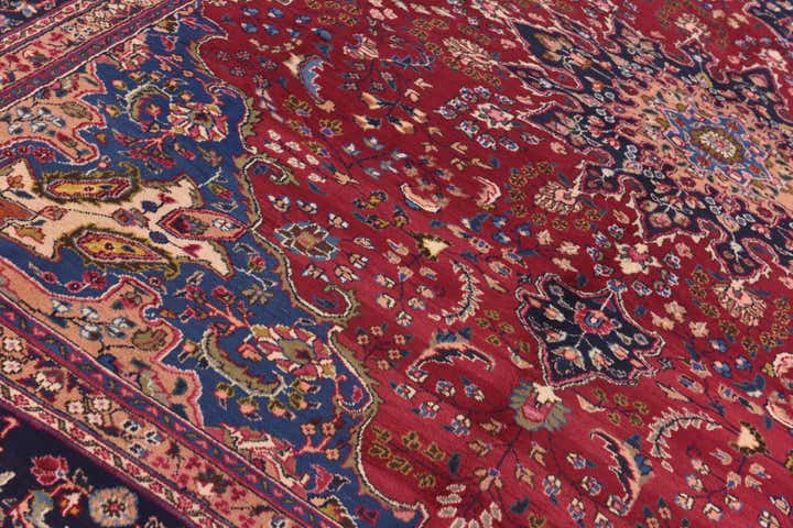 9' 9 x 13' 9 Hand Knotted Mashad Persian Wool Rug