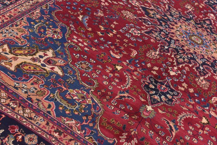 Detail image of 9' 9 x 13' 9 Hand Knotted Mashad Persian Wool Rug