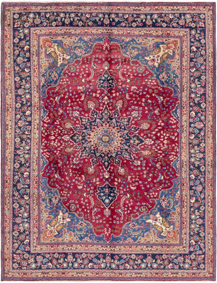 9' 9 x 13' 9 Hand Knotted Mashad Persian Wool Rug