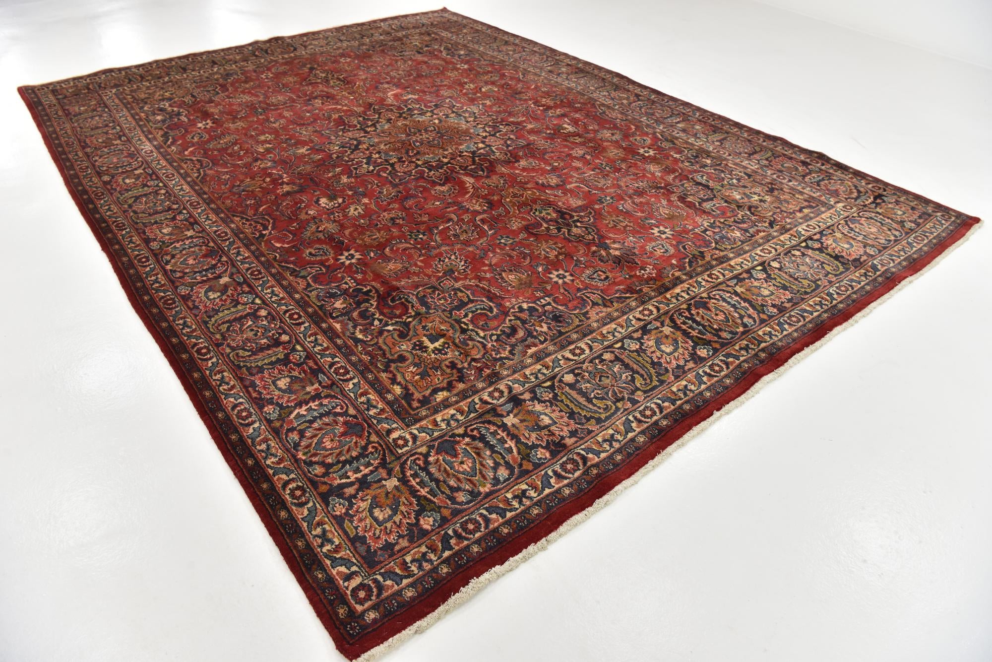 9' 7 x 12' 9 Hand Knotted Mashad Persian Wool Rug