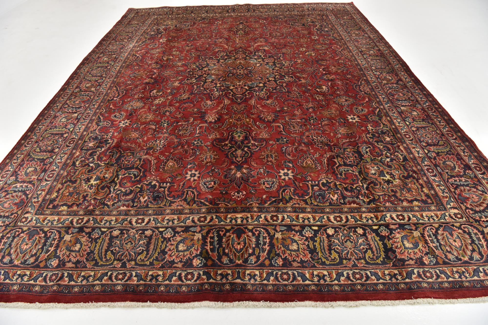 9' 7 x 12' 9 Hand Knotted Mashad Persian Wool Rug