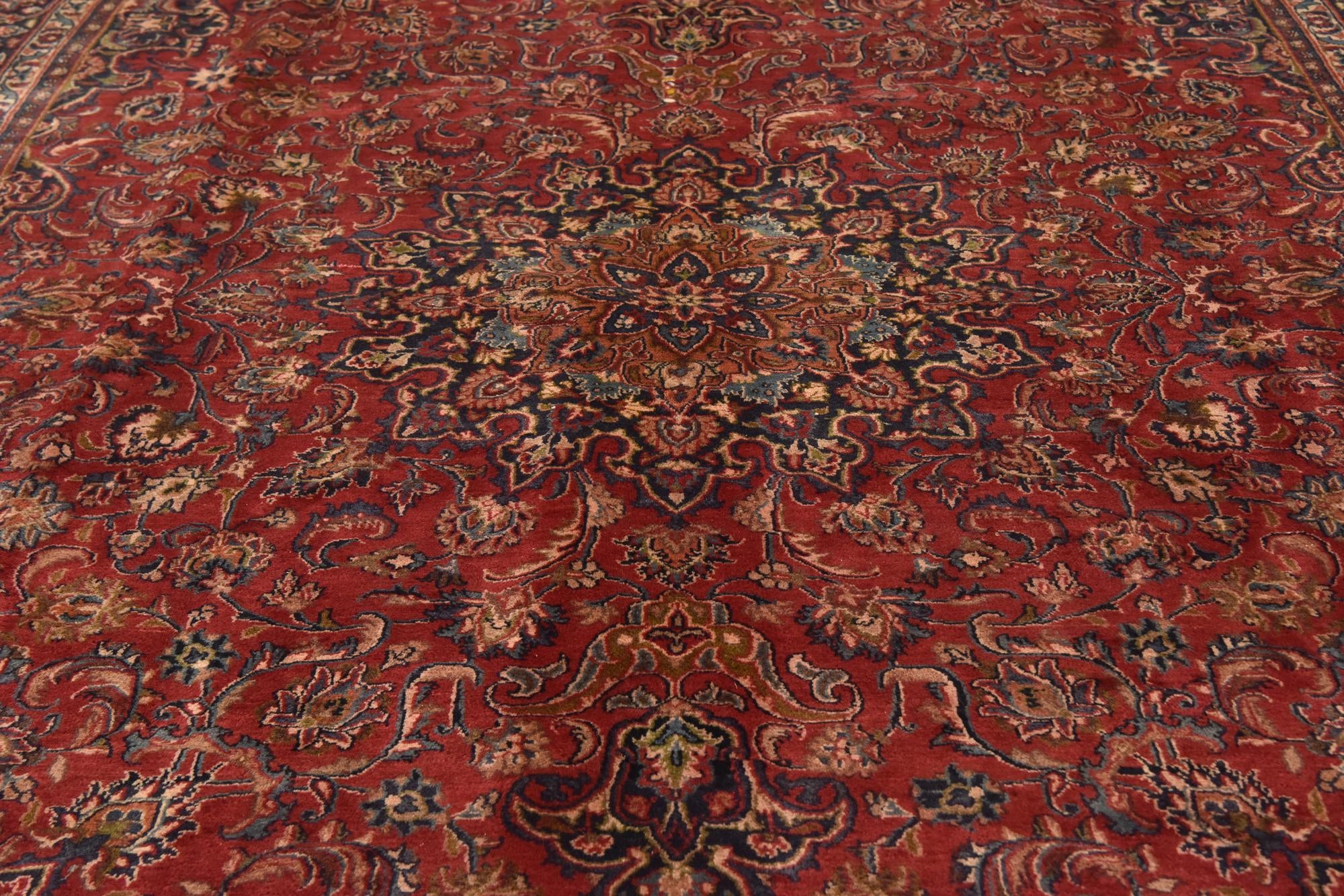 9' 7 x 12' 9 Hand Knotted Mashad Persian Wool Rug