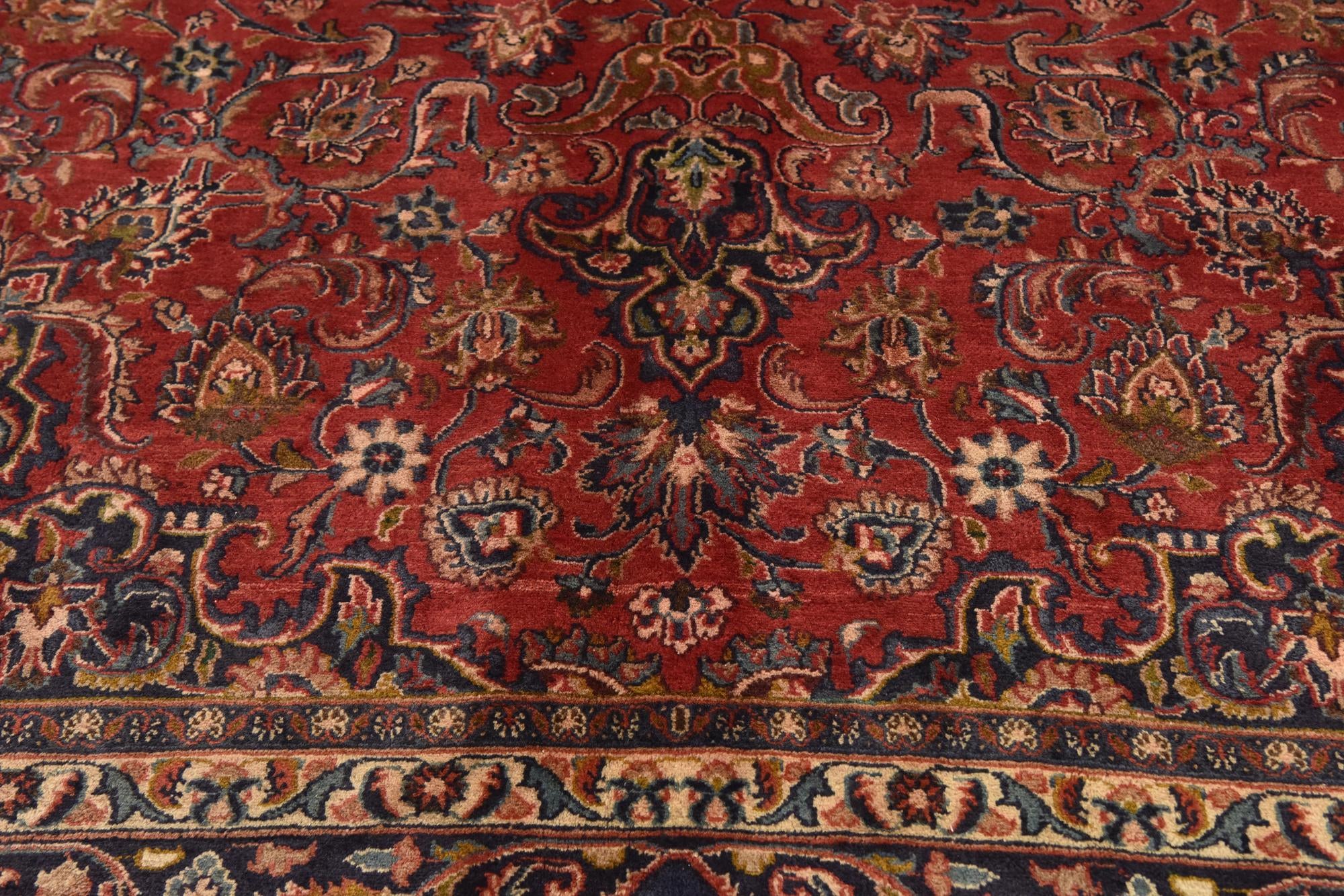 9' 7 x 12' 9 Hand Knotted Mashad Persian Wool Rug