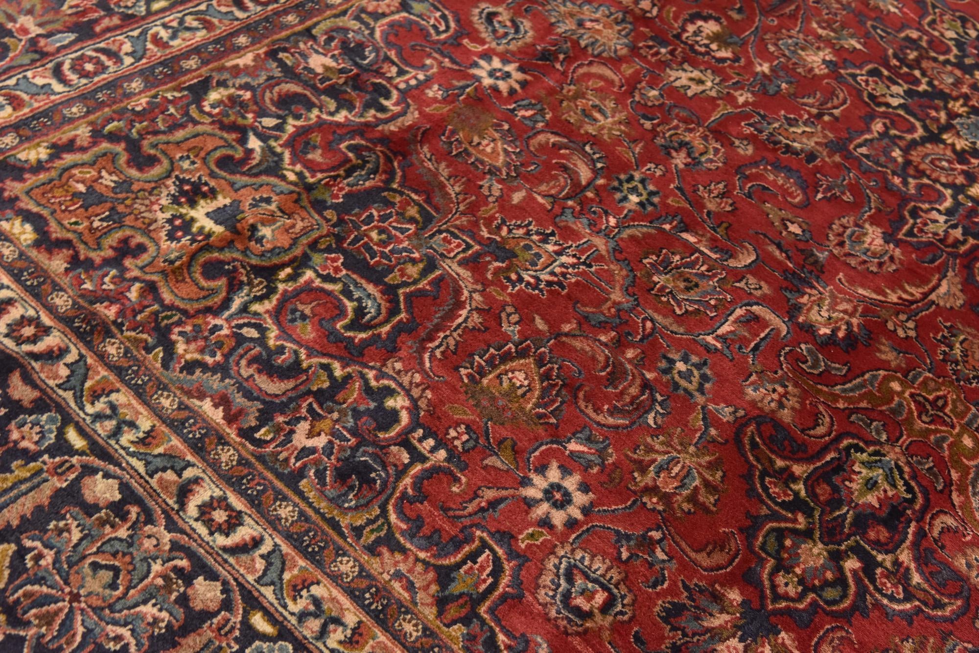 9' 7 x 12' 9 Hand Knotted Mashad Persian Wool Rug