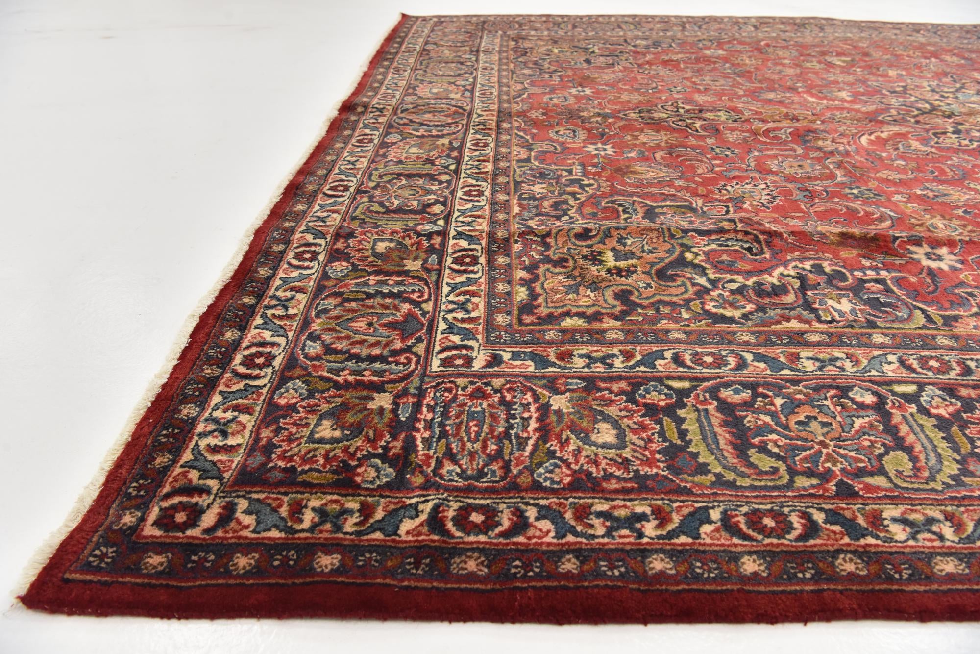 9' 7 x 12' 9 Hand Knotted Mashad Persian Wool Rug