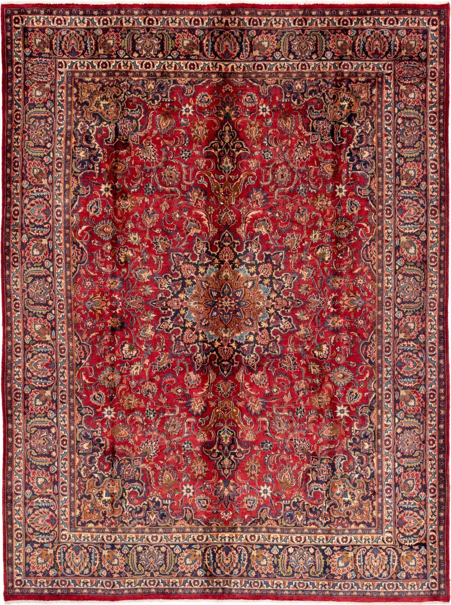 9' 7 x 12' 9 Hand Knotted Mashad Persian Wool Rug