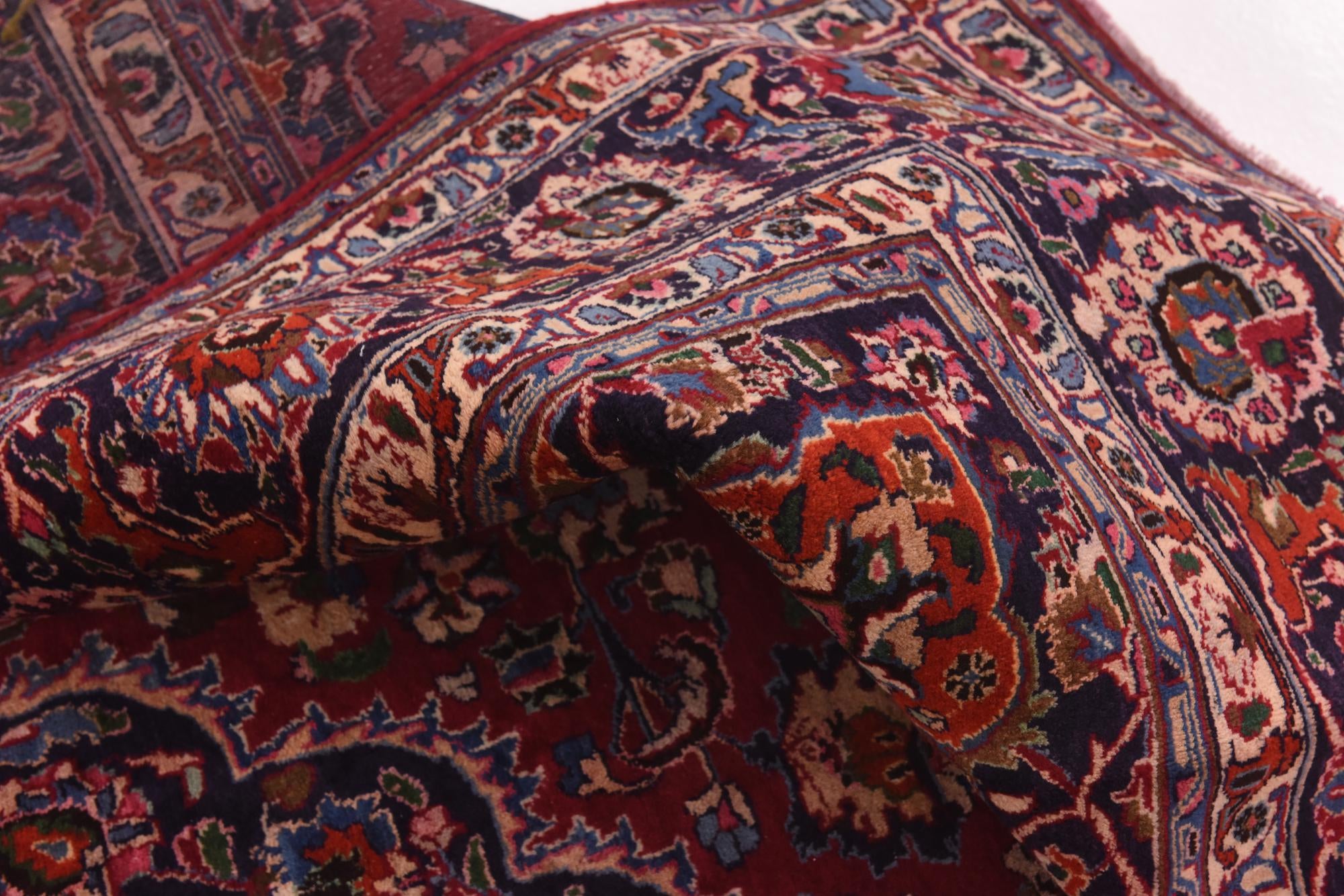 9' 9 x 12' 8 Hand Knotted Mashad Persian Wool Rug