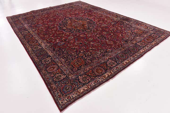 9' 9 x 12' 8 Hand Knotted Mashad Persian Wool Rug