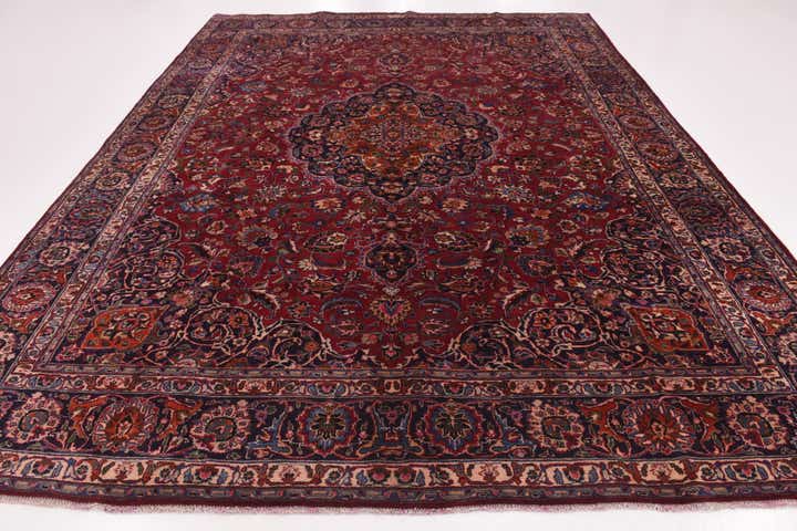 9' 9 x 12' 8 Hand Knotted Mashad Persian Wool Rug