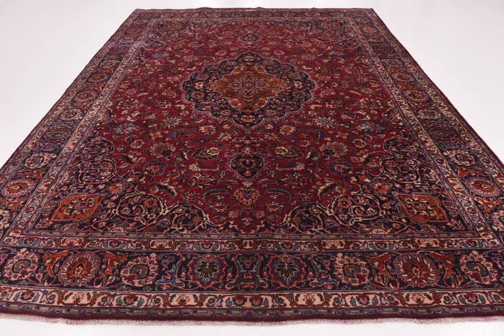 Detail image of 9' 9 x 12' 8 Hand Knotted Mashad Persian Wool Rug