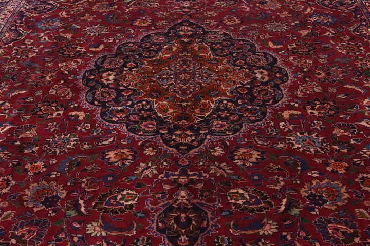 9' 9 x 12' 8 Hand Knotted Mashad Persian Wool Rug