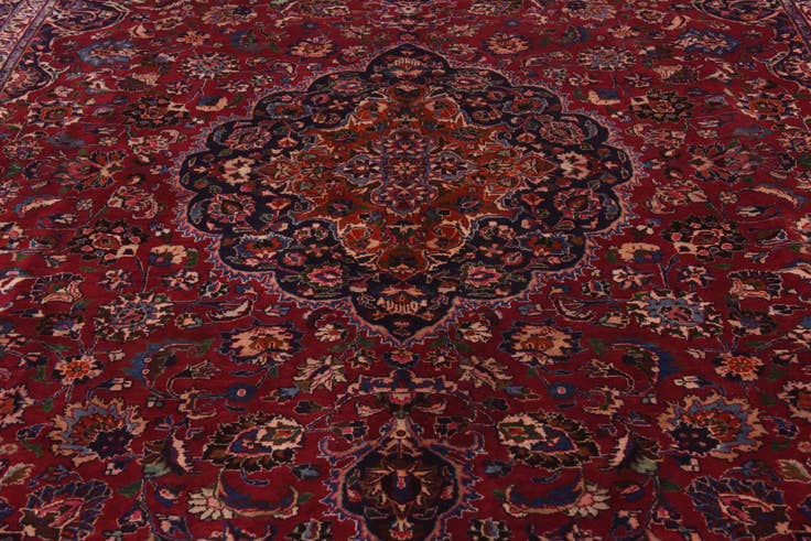 Detail image of 9' 9 x 12' 8 Hand Knotted Mashad Persian Wool Rug