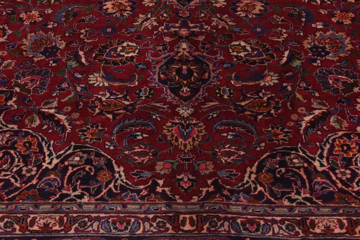 Detail image of 9' 9 x 12' 8 Hand Knotted Mashad Persian Wool Rug
