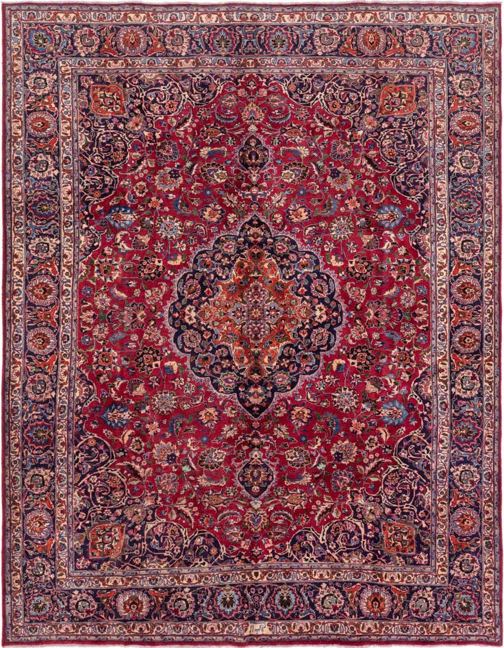Detail image of 9' 9 x 12' 8 Hand Knotted Mashad Persian Wool Rug