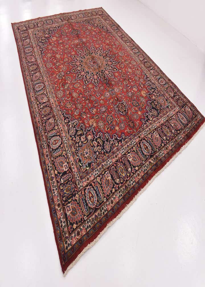 9' 8 x 12' 10 Hand Knotted Mashad Persian Wool Rug