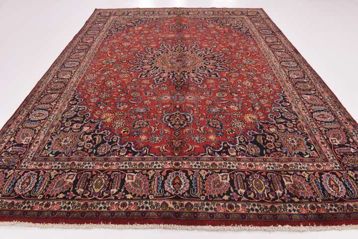 9' 8 x 12' 10 Hand Knotted Mashad Persian Wool Rug